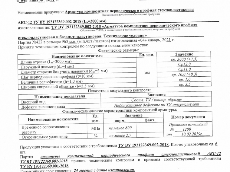 Арматура композитная АКС 12 мм